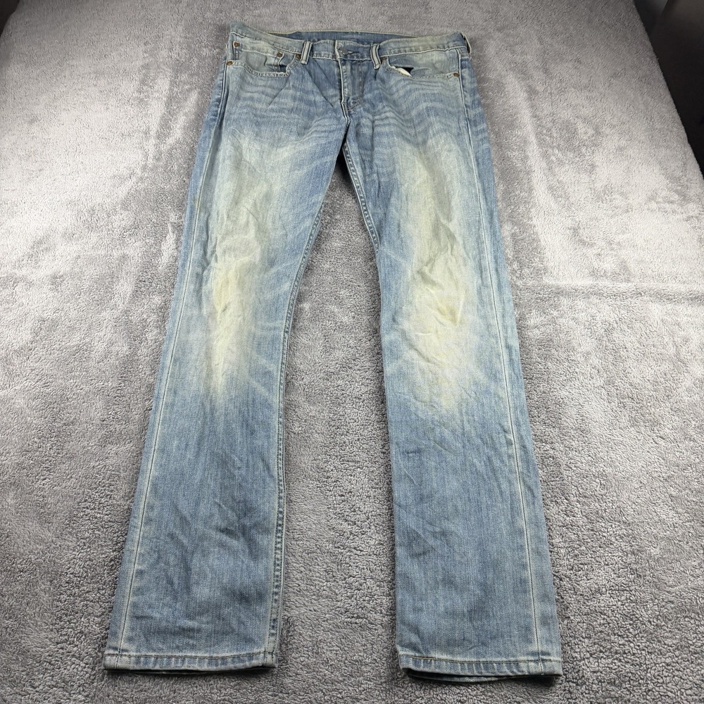 Levis Straight Leg Jeans Mens‎ 34x31 Blue Light Wash Denim Low Rise
